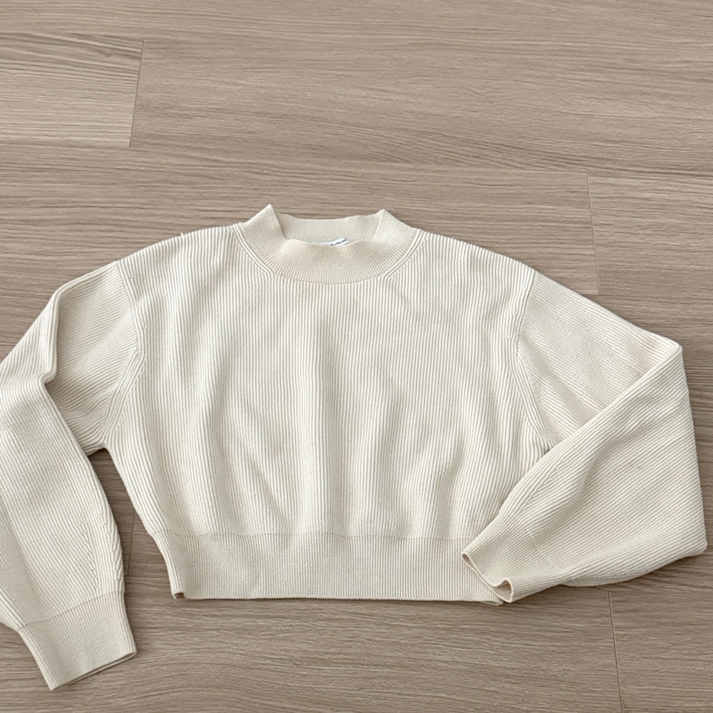 Cream Ribbed Mock-Neck Women's Sweater - & Other Stories (S)